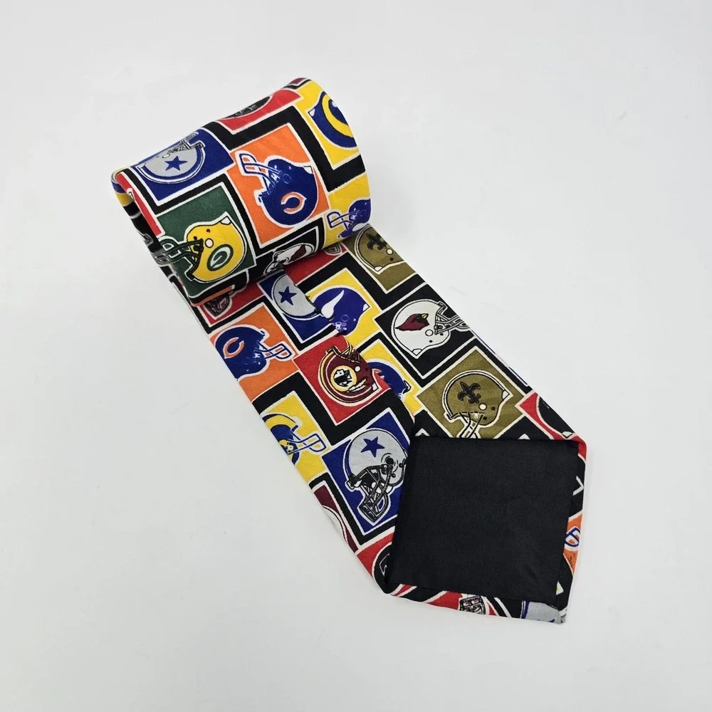 Surrey NFL Football Team Helmets All Over Print Silk Blend Necktie Multicolor